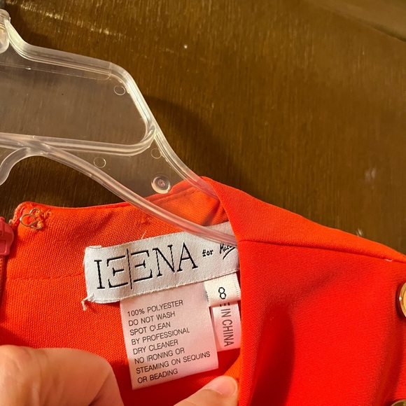 IEENA for Mac Duggal red/orange midi dress with slit - Picture 2 of 6